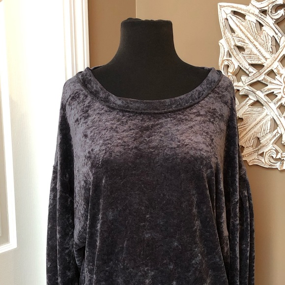 ⭐️ WE THE FREE By Free People Milan Gray Crushed Velvet Top SMALL - Picture 7 of 13